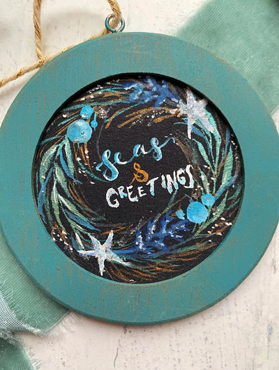 Hand-painted Watercolor "Seas and Greetings" Ornament