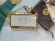 Moonlit Beach Mini Original Painting in Hanging Brass Frame