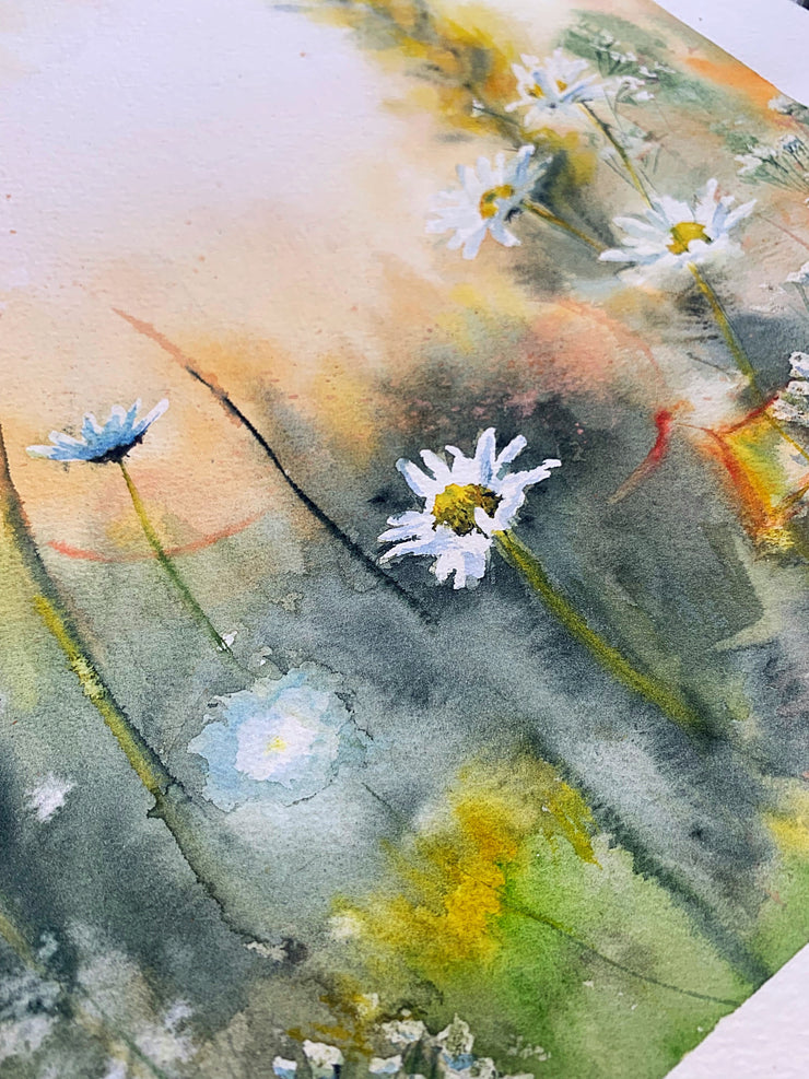 Morning Daisies Original Watercolor Painting