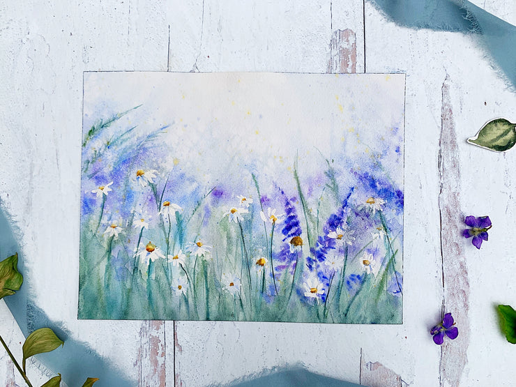 Misty Meadow Original Watercolor Painting
