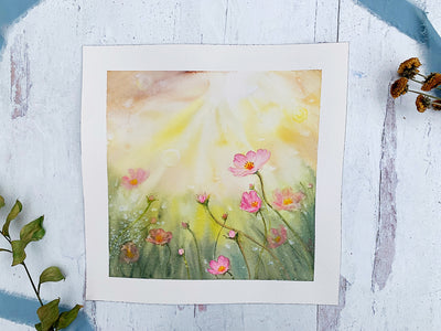 Morning Cosmos Original Watercolor Painting