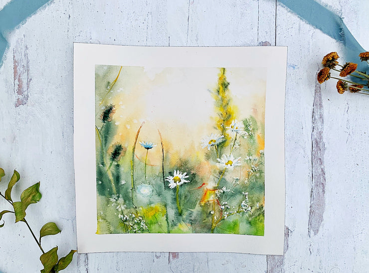 Morning Daisies Original Watercolor Painting
