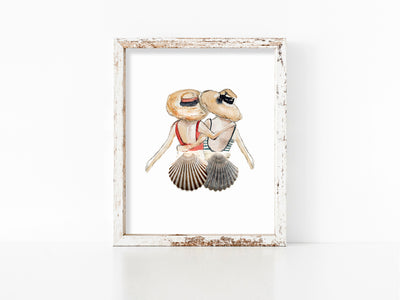 Shell Friends Duo, Plain or Personalized, 8x10 or 5x7 Fine Art Print