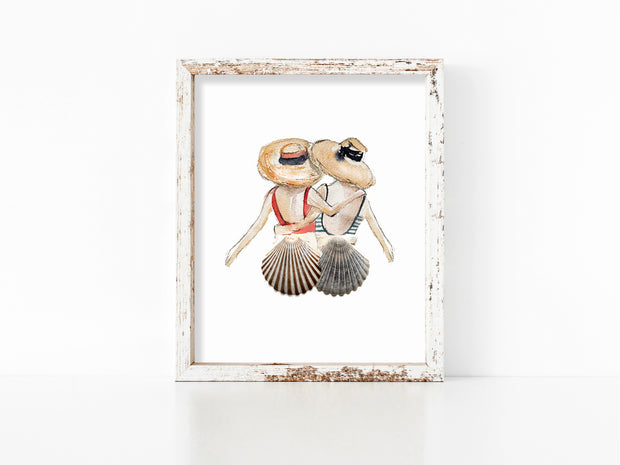 Shell Friends Duo, Plain or Personalized, 8x10 or 5x7 Fine Art Print