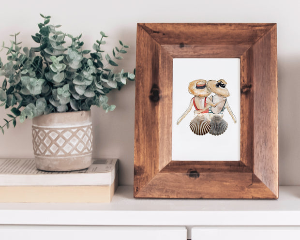 Shell Friends Duo, Plain or Personalized, 8x10 or 5x7 Fine Art Print