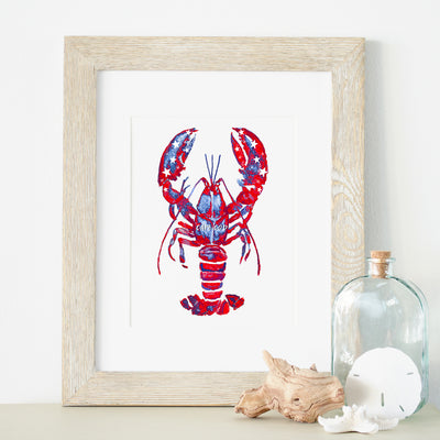 Patriotic Lobster 5x7 or 8x10 Fine Art Print