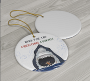 Christmas Cookie Shark Ceramic Ornament