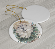 Christmas Alpaca Ceramic Christmas Ornament