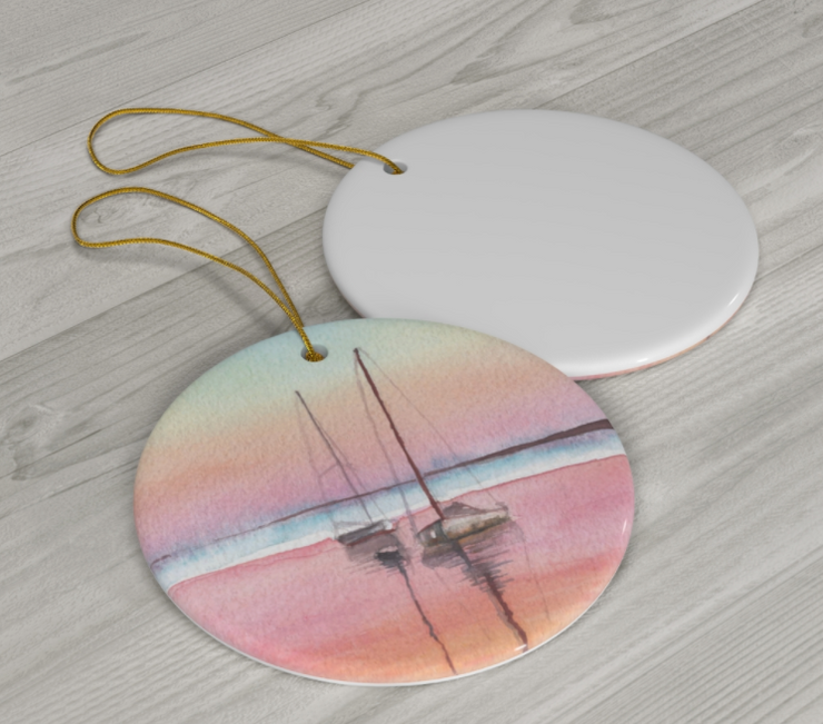Rainbow Sunset Sail Ceramic Ornament *PRE-ORDER*