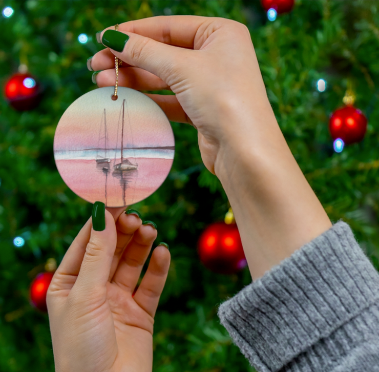Rainbow Sunset Sail Ceramic Ornament *PRE-ORDER*