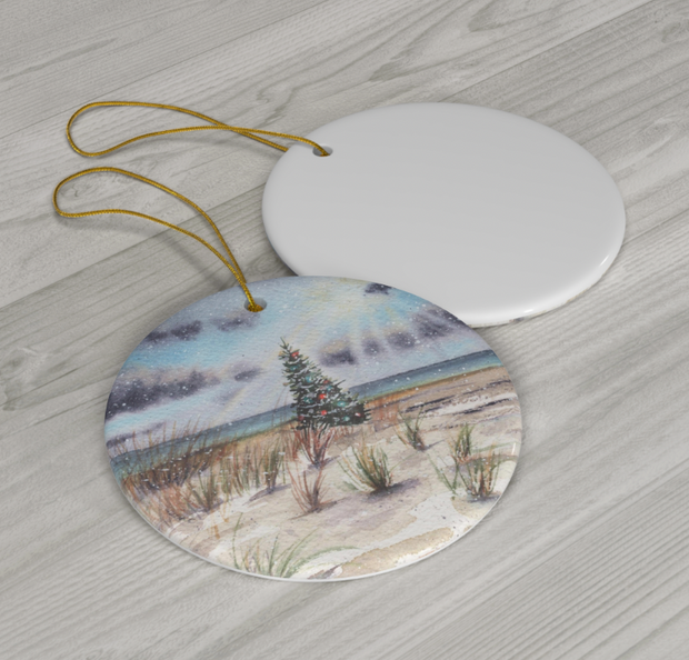 Christmas Beach Day Ceramic Christmas Ornament
