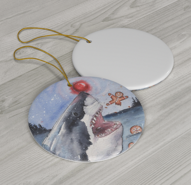 Rudolph Shark Ceramic Christmas Ornament