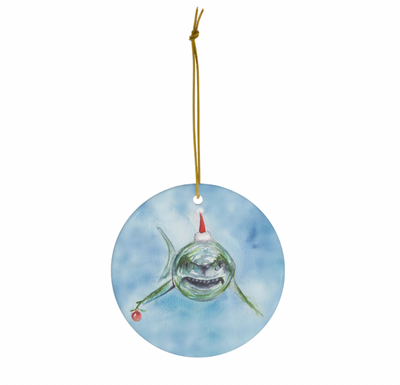 Grinch Shark Ceramic Ornament
