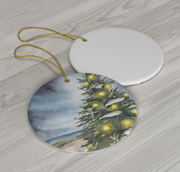 Christmas Tree Beach Glow Ceramic Ornament