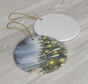 Christmas Tree Beach Glow Ceramic Christmas Ornament