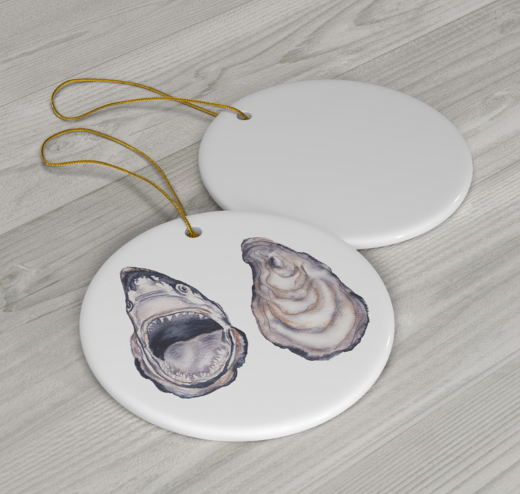 Oyster Shark Ceramic Ornament