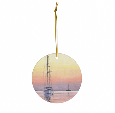 Sunset Sailing Ceramic Ornament