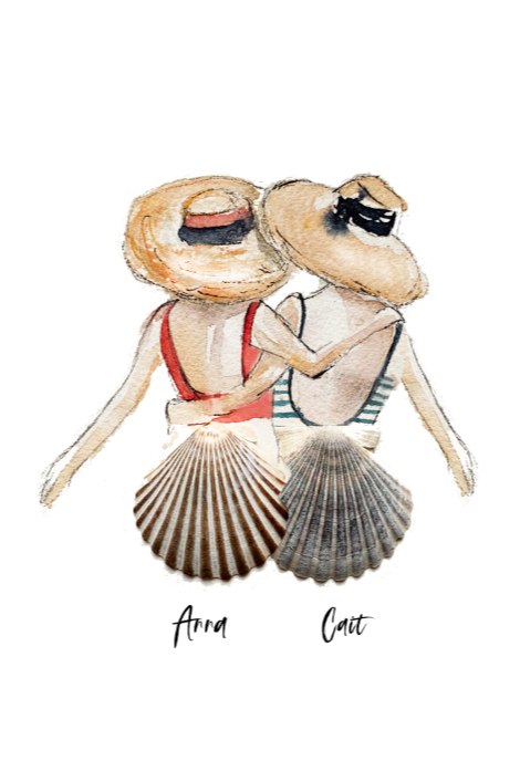 Shell Friends Duo, Plain or Personalized, 8x10 or 5x7 Fine Art Print