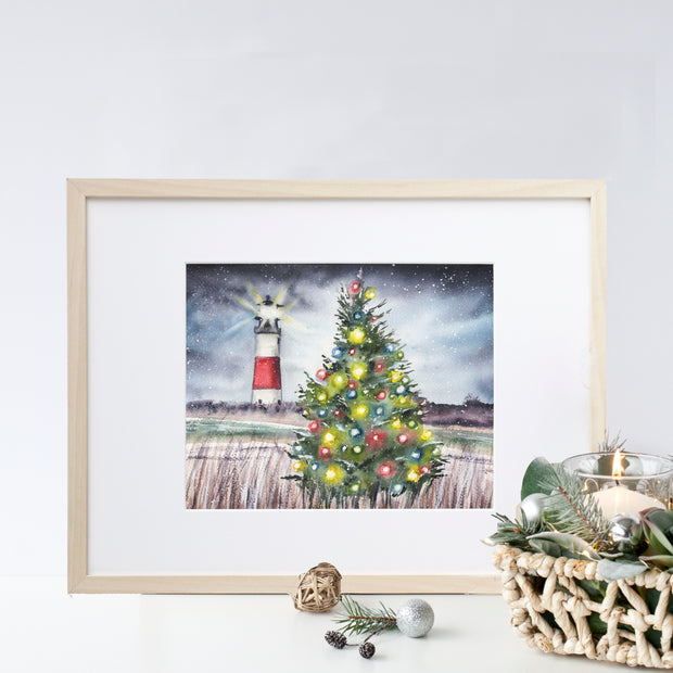 Lighthouse Christmas Tree 8x10 or 5x7 Fine Art Print