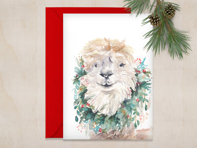 Alpaca Christmas 5x7 Blank Greeting Card