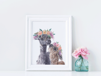 Flower Crown Alpacas 5x7 or 8x10 Fine Art Print