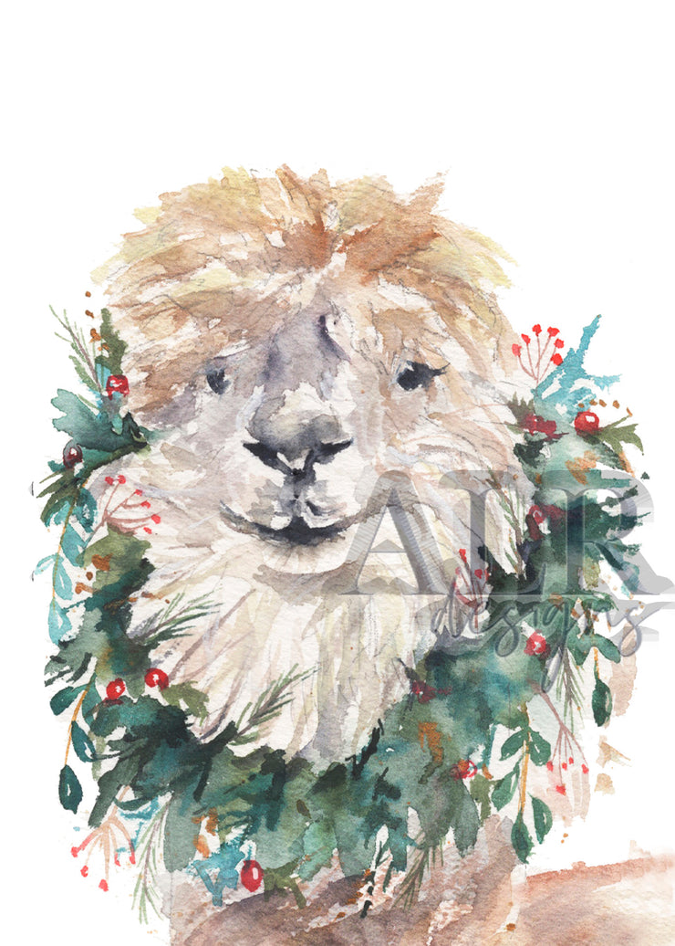 Alpaca Christmas 5x7 Blank Greeting Card