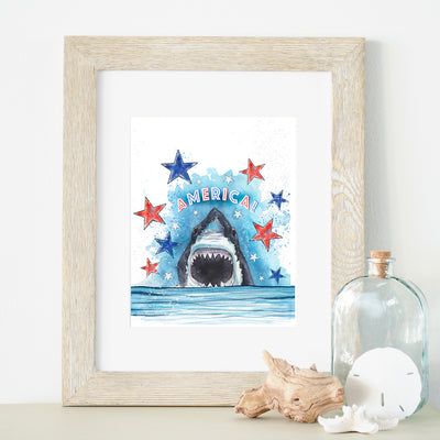 America Shark 5x7 or 8x10 Fine Art Print