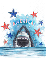Patriotic Sharks, 5x7 or 8x10, Set of 2 Fine Art Prints