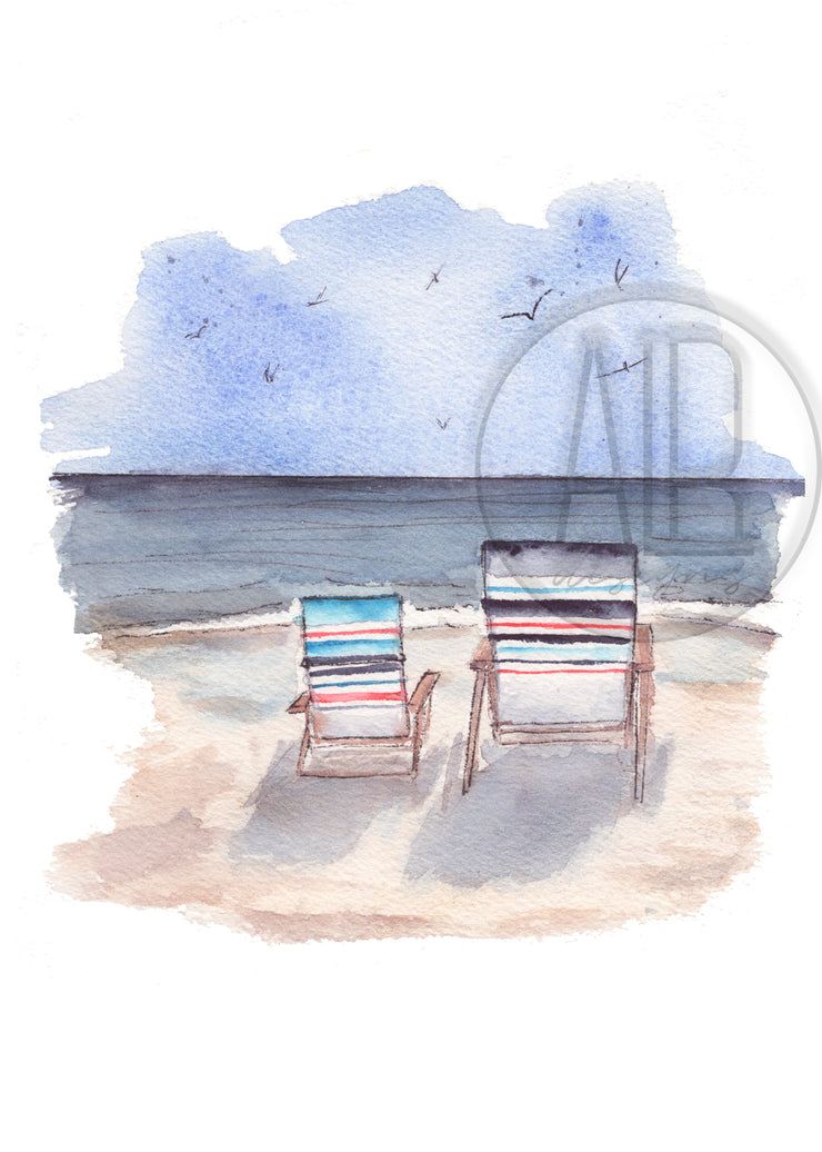 Beach Chairs 5x7 or 8x10 Fine Art Print