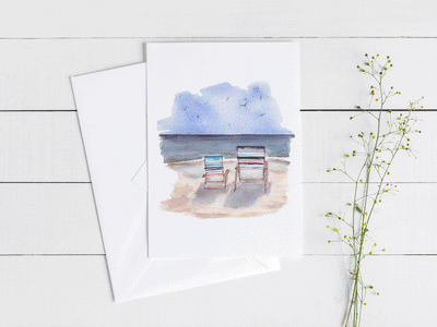 Beach Chairs 5x7 Blank Greeting Card