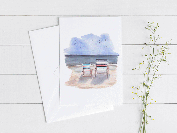 Beach Chairs 5x7 Blank Greeting Card