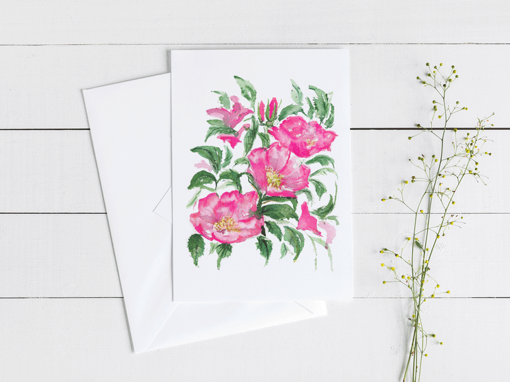 Beach Roses 5x7 Blank Greeting Card