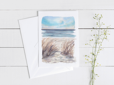 Blue Seascape I 5x7 Blank Greeting Card