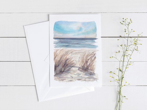 Blue Seascape I 5x7 Blank Greeting Card