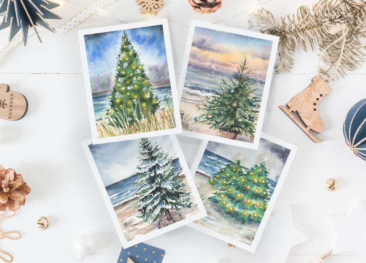 Christmas Beach Trees Notecard Set