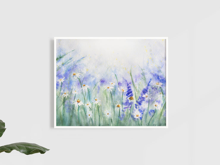 Misty Daisy Meadow Floral Watercolor Print – 5x7, 8x10, or 11x14 Fine Art by ALR Designs