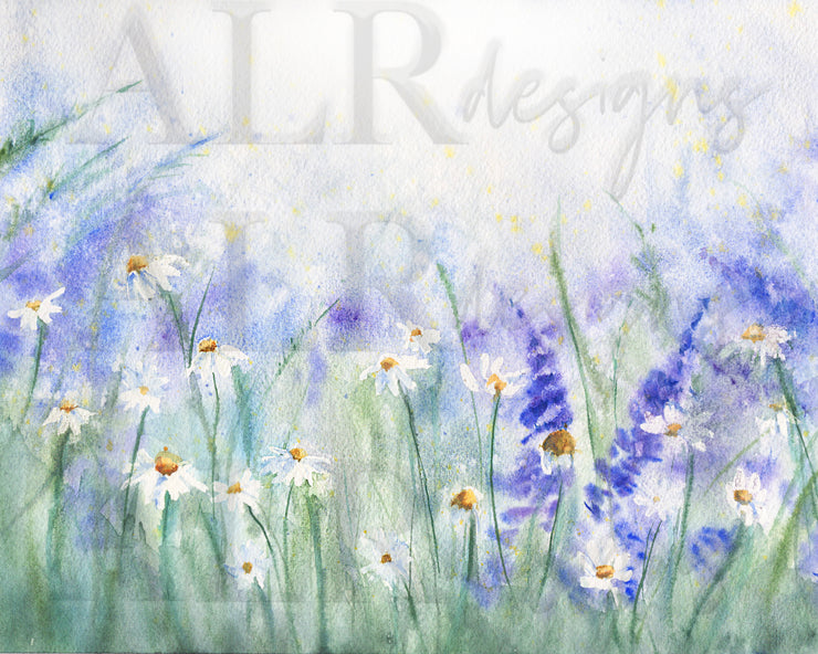 Misty Daisy Meadow Floral Watercolor Print – 5x7, 8x10, or 11x14 Fine Art by ALR Designs