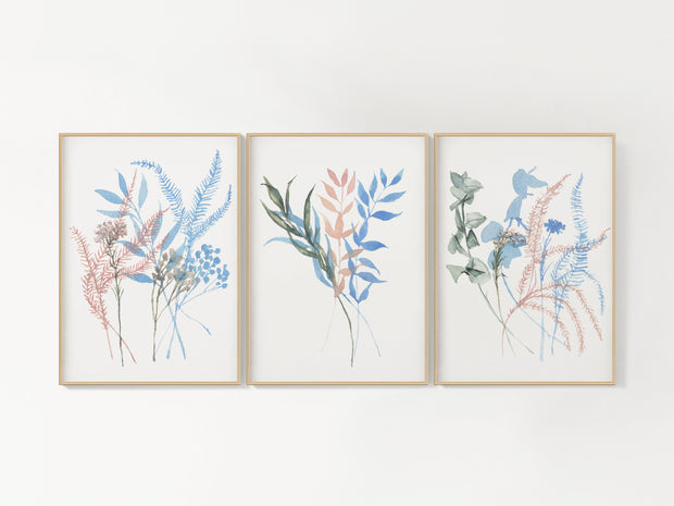 Pastel Botanicals Set of three  8x10 or 5x7 Fine Art Print Set