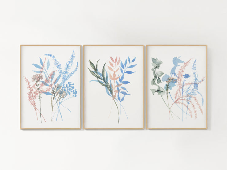 Pastel Botanicals Set of three  8x10 or 5x7 Fine Art Print Set
