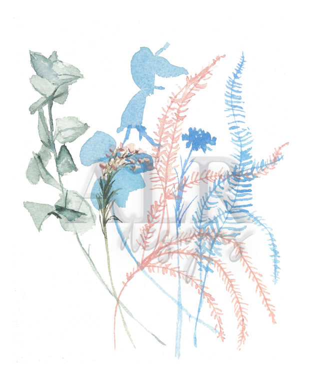 Pastel Botanicals Set of three  8x10 or 5x7 Fine Art Print Set