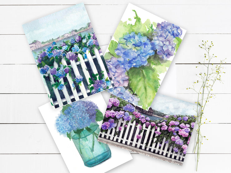 Hydrangeas Card Set. Set of 8, 5x7 Blank Greeting Cards