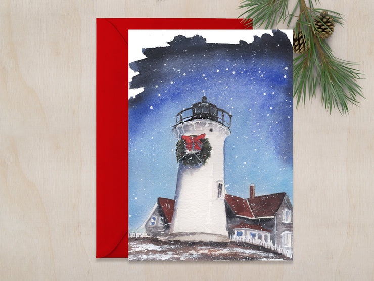 Christmas Lighthouse 5x7 Christmas Greeting Card