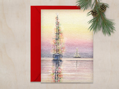 Christmas Sailing  5x7 Christmas Greeting Card
