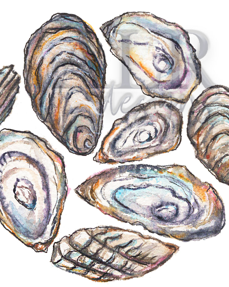 Colorful Oysters 8x10 or 5x7 in Fine Art Print
