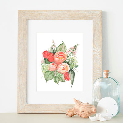 Coral Florals 5x7 or 8x10 Fine Art Print