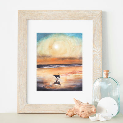 Sunset Beach Dog 8x10 or 5x7 Fine Art Print