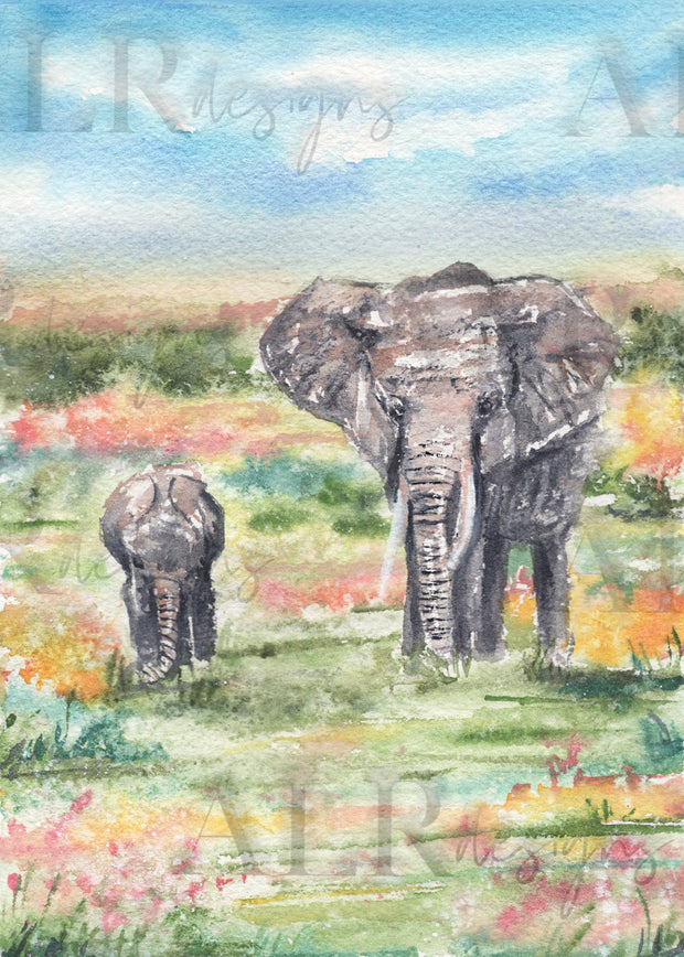 Elephant Mama 5x7 Blank Greeting Card