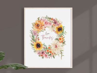Fall Floral Wreath 5x7 or 8x10 Fine Art Print
