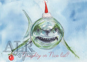 Grinch Shark 5x7 Blank Christmas Greeting Card