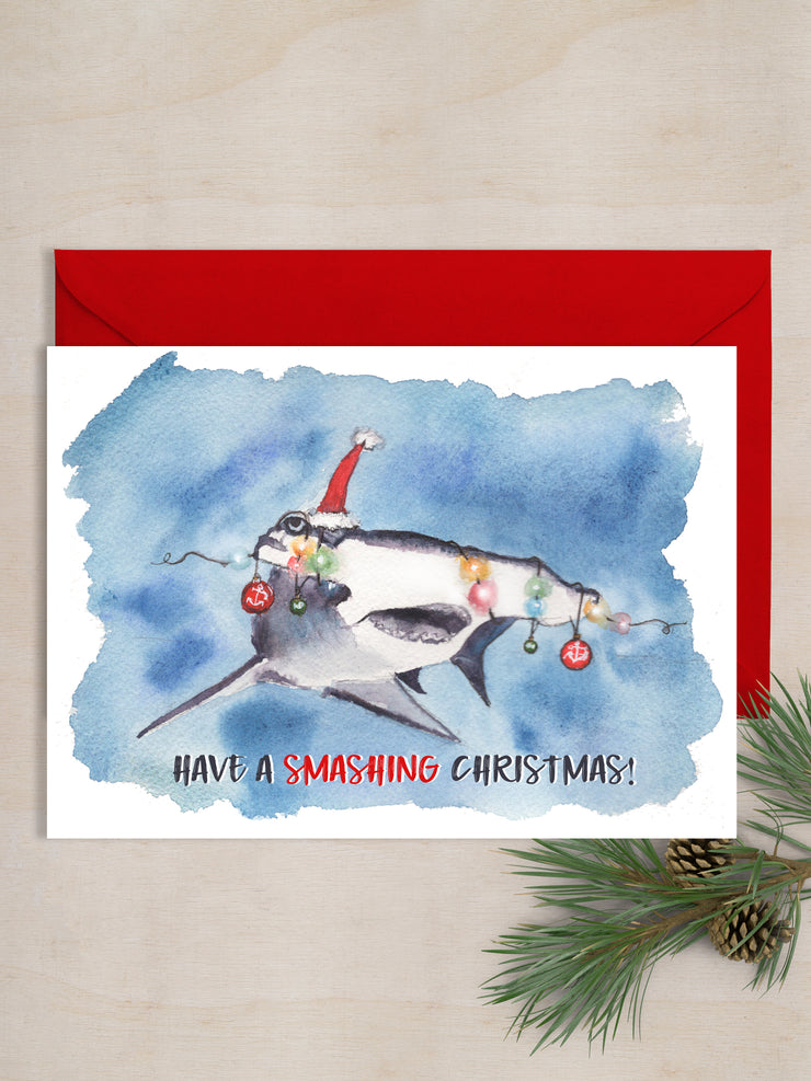 Hammerhead Christmas 5x7 Blank Christmas Greeting Card